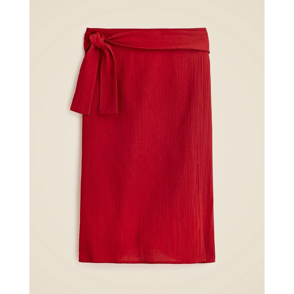 J. Crew Midi Red Airy Guaze Side Tie Sarong Skirt 100% Cotton Resort Vacation S